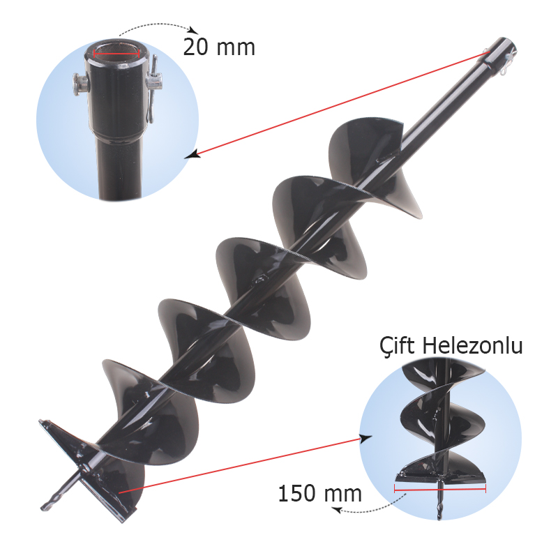 BACO TOPRAK DELME BURGUSU 15 CM ÇİFT HELEZONLU